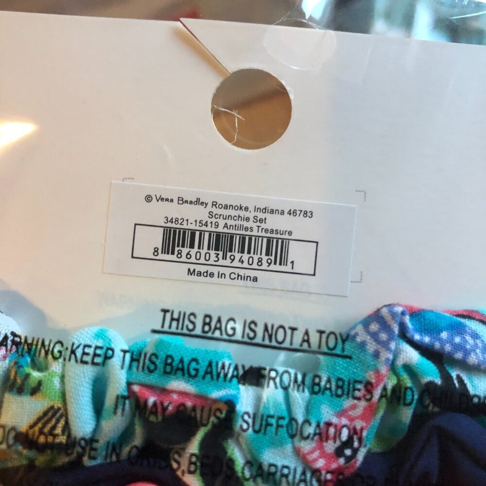 Vera Bradley Scrunchie Set of 3 Antilles Treasure NWT - Picture 4 of 4